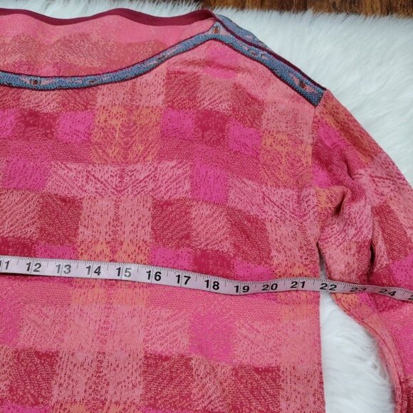 Felgar Barcelona and Aldo Martins Pink Boxy Plaid Knit Sweater Women's Size 8 - Picture 12 of 14
